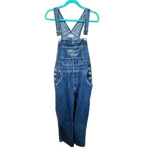 Vintage 90s BUM Equipment Women Size L Denim Overalls Bib Skater Pockets Hip Hop